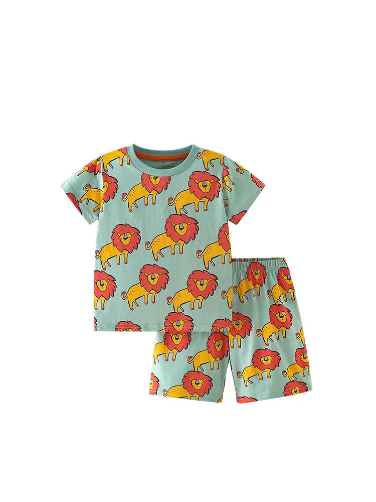 Summer Baby Kids Cartoon Lions Pattern T-shirt and Shorts Clothing Set for Boys, MyKids-USA®, Baby & Toddler Outfits, MyKids-USA - - - - - - -