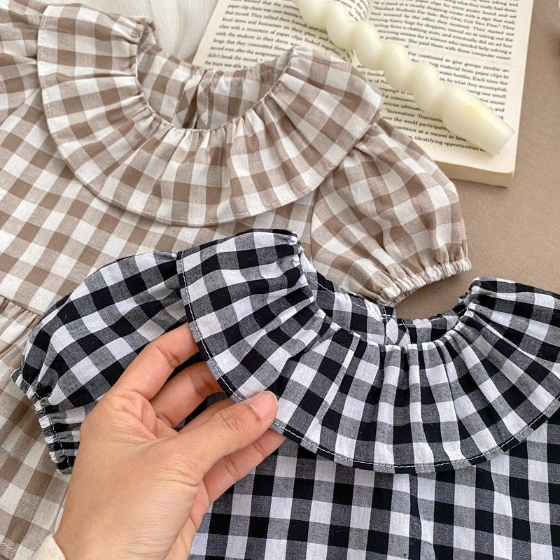 Summer Baby Kids Girls Plaid Short Sleeves Round Collar Top And Shorts Casual Clothing Set, MyKids-USA®, Baby & Toddler Outfits, MyKids-USA - - - - - - -