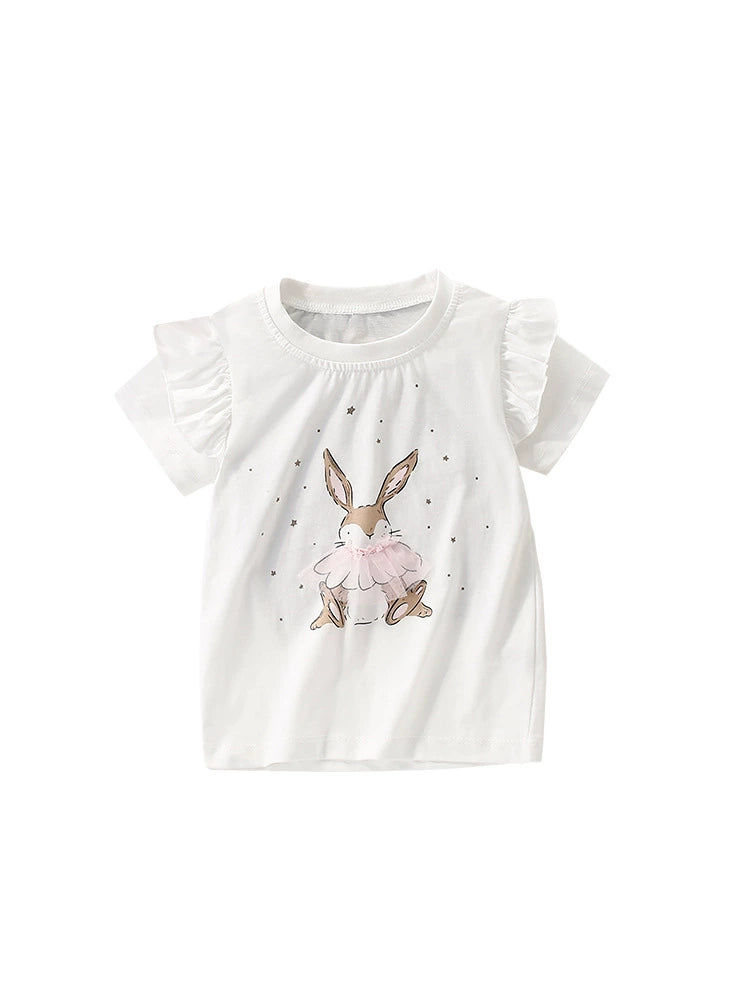 Summer Girls’ Rabbit and Stars Pattern T-shirt in European and American Style, MyKids-USA®, Baby & Toddler Tops, MyKids-USA - - - - - - -
