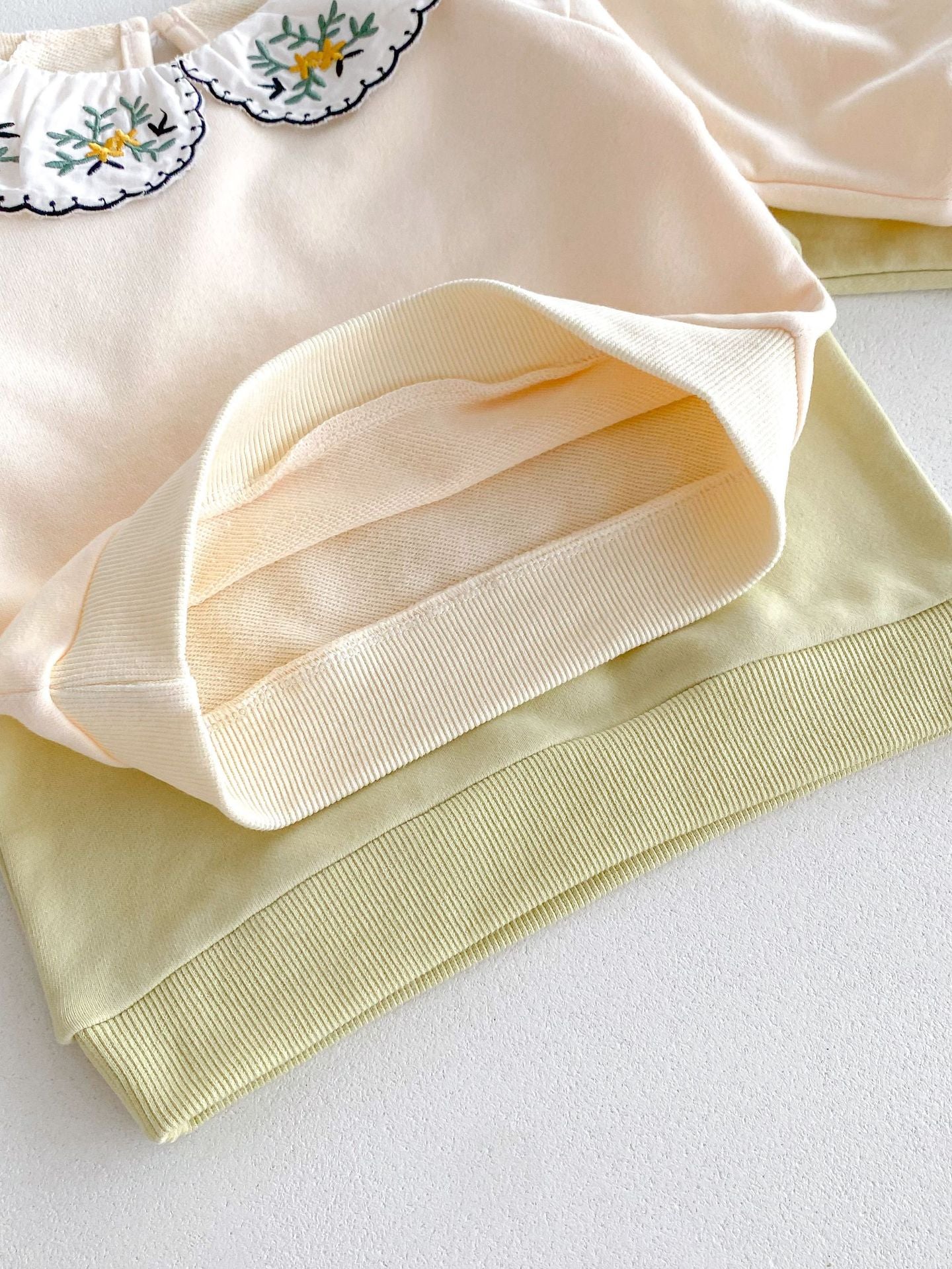 Cute and Versatile Two-Piece Set: Flowers Embroidered Collar Top and Solid Color Pants for Baby Girls and Toddlers, MyKids-USA®, Baby & Toddler Outfits, MyKids-USA - - - - - - -