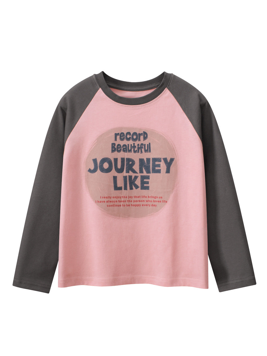 Spring Arrival Kids Girls Letters Print Crew Neck Long Sleeves Color Patchwork Top, MyKids-USA®, Baby & Toddler Tops, MyKids-USA - - - - - - -