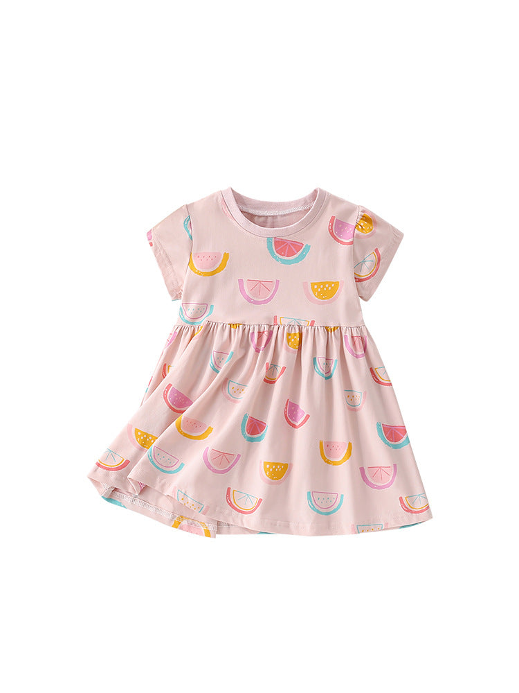 Summer Arrival Watermelons Fruits Pattern Short Sleeves Dress for Stylish Girls, MyKids-USA®, Baby & Toddler Dresses, MyKids-USA - - - - - - -