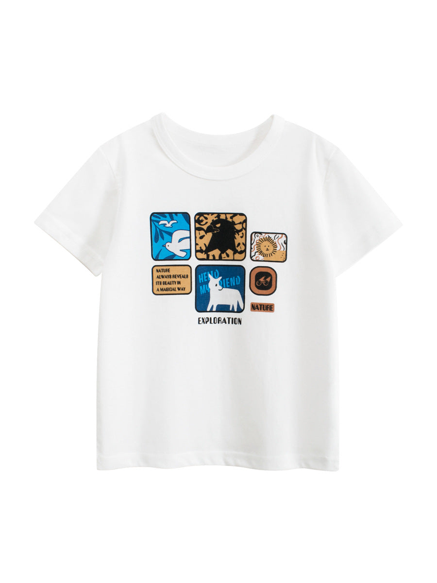 Summer Boys’ Animals Cartoon and Letters Pattern T-shirt in European and American Style, MyKids-USA®, Baby & Toddler Tops, MyKids-USA - - - - - - -