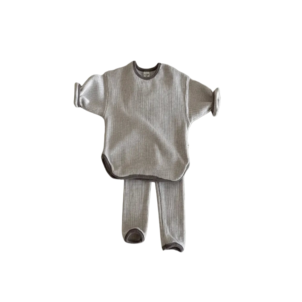 Waffle Knitted Fabric Loose Comfy Set, MyKids-USA®, Baby & Toddler Outfits, MyKids-USA - Size/Age - 73 (6-9M) - Color - Grey - - - JM2308312304-C.