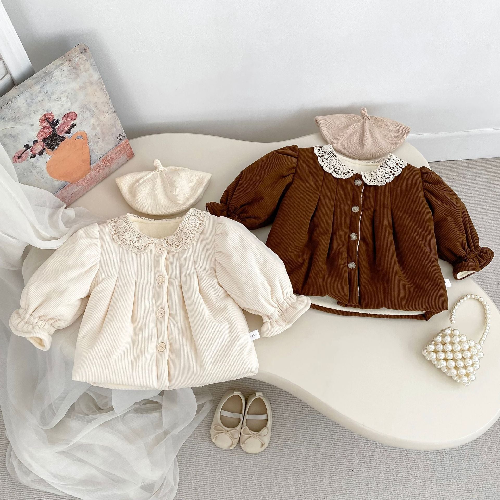 Winter Arrival Baby Kids Girls Lace Collar Long Sleeves Fleece-lined C MyKids-USA Winter Arrival Baby Kids Girls Lace Collar Long Sleeves Fleece-lined C MyKids-USA