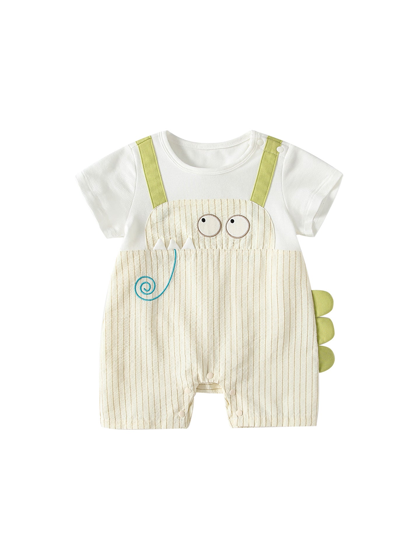 Summer Arrival Baby Short Sleeves Color Patchwork Cartoon Rompers Bodysuits