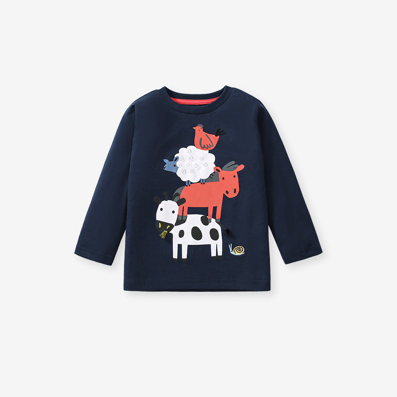 Arrival Autumn Kids’ Animals Cartoon Pattern Print Long Sleeves T-Shirt In European And American Style, MyKids-USA®, Baby & Toddler Outerwear, MyKids-USA - - - - - - -