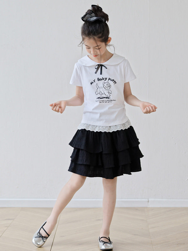 Arrival Summer Baby Kids Girls Short Sleeves Puppy Pattern T-Shirt and Black Skirt Sets, MyKids-USA®, Baby & Children's Outfits, MyKids-USA - - - - - - - .