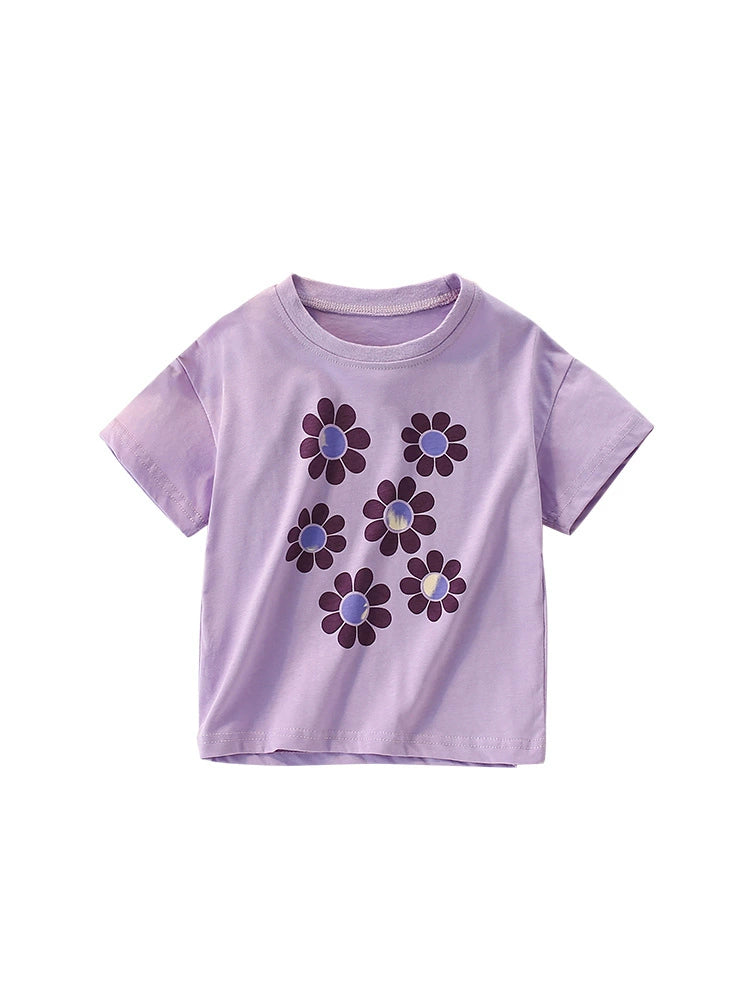 Summer Arrival Girls’ Flowers Cartoon Pattern T-shirt in European and American Style, MyKids-USA®, Baby & Toddler Tops, MyKids-USA - - - - - - -