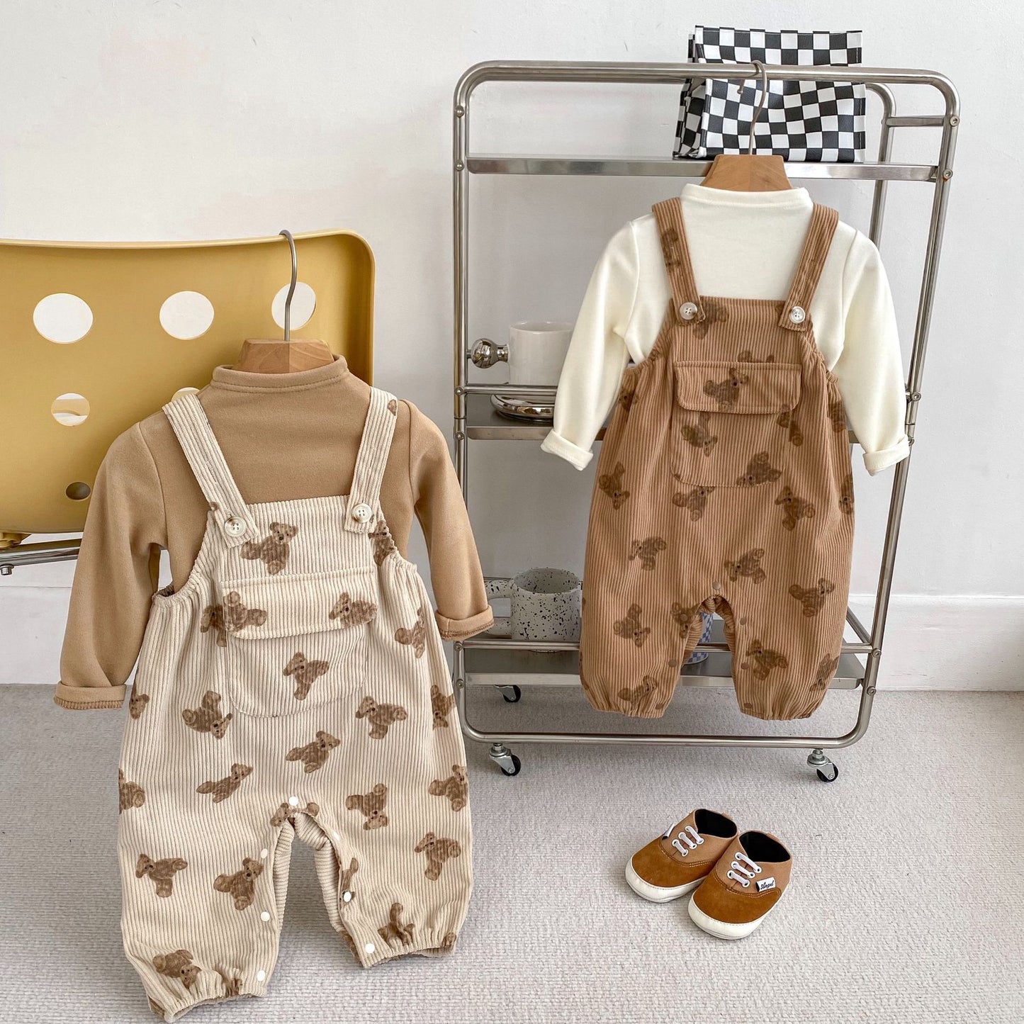 Spring and Autumn Unisex Baby Corduroy Sleeveless Cute Teddy Overalls Romper, MyKids-USA®, Baby One-Pieces, MyKids-USA - - - - - - -