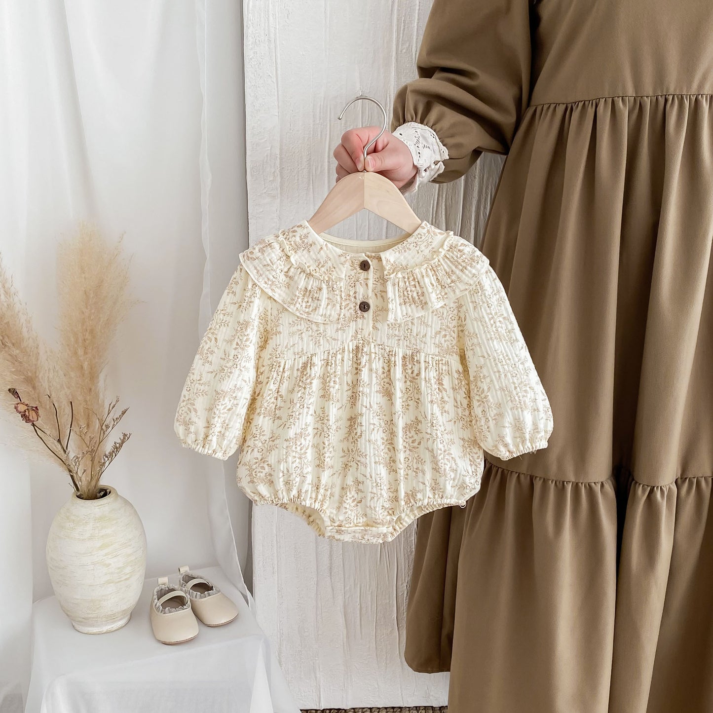 Autumn Arrival Baby Girls Long Sleeves Floral Print Princess Collar Onesies, MyKids-USA®, Baby One-Pieces, MyKids-USA - - - - - - -