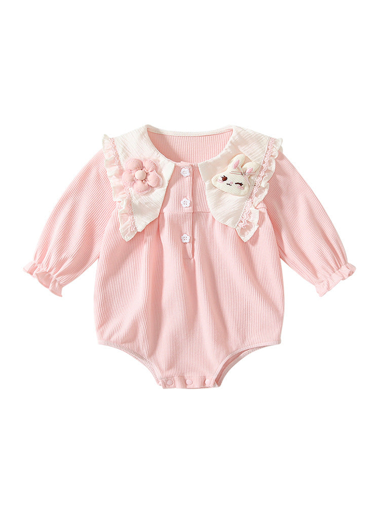 Spring Arrival Baby Girls Flowers and Rabbits Pattern Pink Onesies Bodysuits, MyKids-USA®, Baby One-Pieces, MyKids-USA - - - - - - -