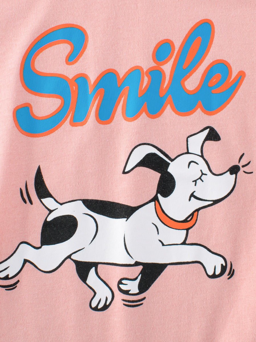 Smiling Dogs Cartoon Print Girls’ T-Shirt In European And American Style For Summer, MyKids-USA®, Baby & Toddler Tops, MyKids-USA - - - - - - -