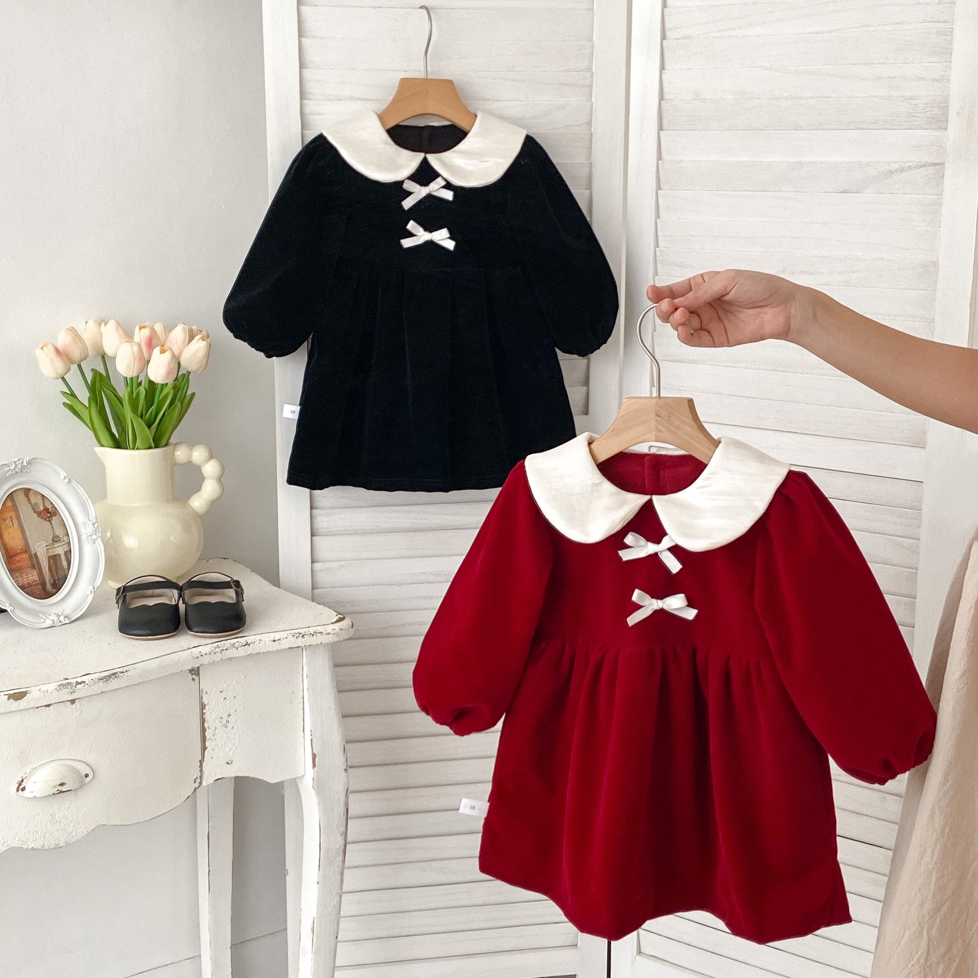 Autumn and Winter Arrival Baby Girls Long Sleeves Peter Pan Collar Coz MyKids-USA Autumn and Winter Arrival Baby Girls Long Sleeves Peter Pan Collar Coz MyKids-USA