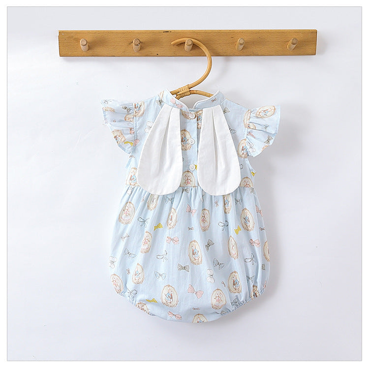Summer Hot Selling Baby Girls Rabbits Print Fly Sleeves Stand Collar Onesies, MyKids-USA®, Baby One-Pieces, MyKids-USA - - - - - - -