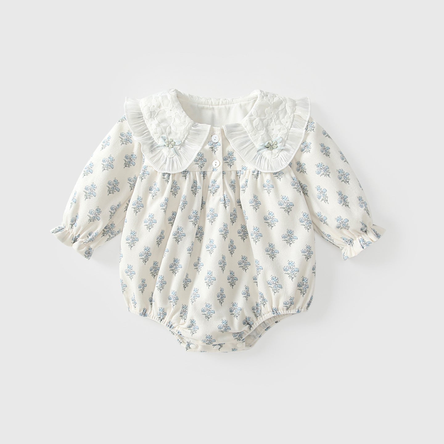 Arrival Autumn Baby Girls Floral Long Sleeves Onesies with Collar, MyKids-USA®, Baby One-Pieces, MyKids-USA - - - - - - -