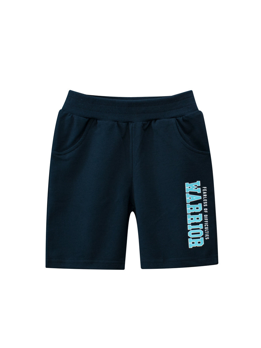 Boys Letters Print Soft Casual Style Shorts, MyKids-USA®, Baby & Toddler Bottoms, MyKids-USA - Size/Age - 90 (12-24M) - Color - Navy Blue (Dark Blue) - - - TR2401212159-C