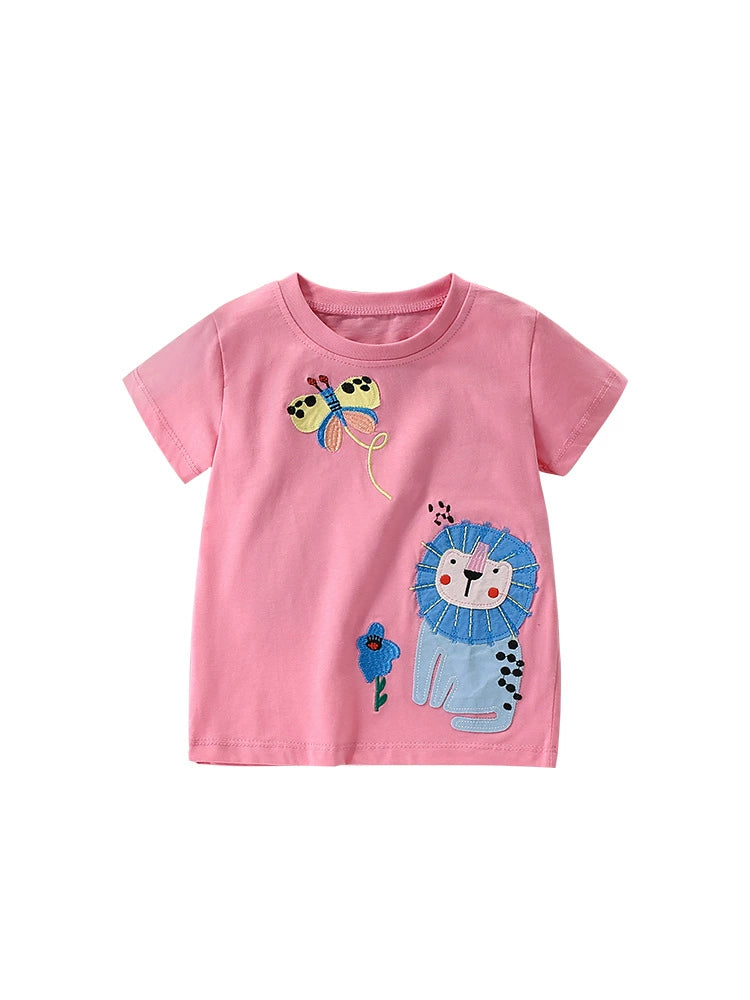 Summer Arrival Girls’ Flowers and Animals Pattern Short Sleeves T-shirt in European and American Style, MyKids-USA®, T-Shirts, MyKids-USA - - - - - - -