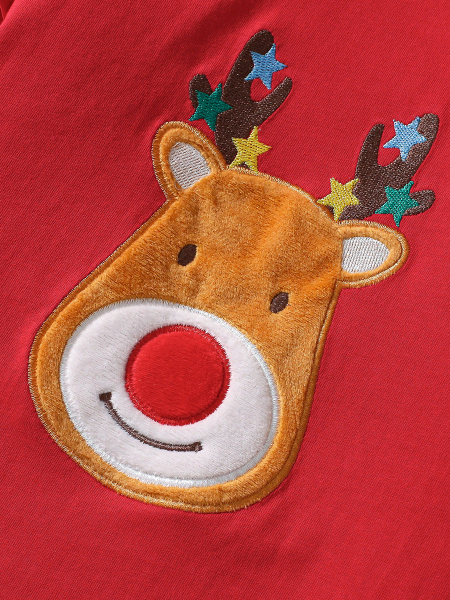 Spring and Autumn Girls Christmas Cartoon Animals Pattern Red Long Sleeves Top Shirt and Solid Color Pants Clothing Set, MyKids-USA®, Baby & Toddler Outfits, MyKids-USA - - - - - - -