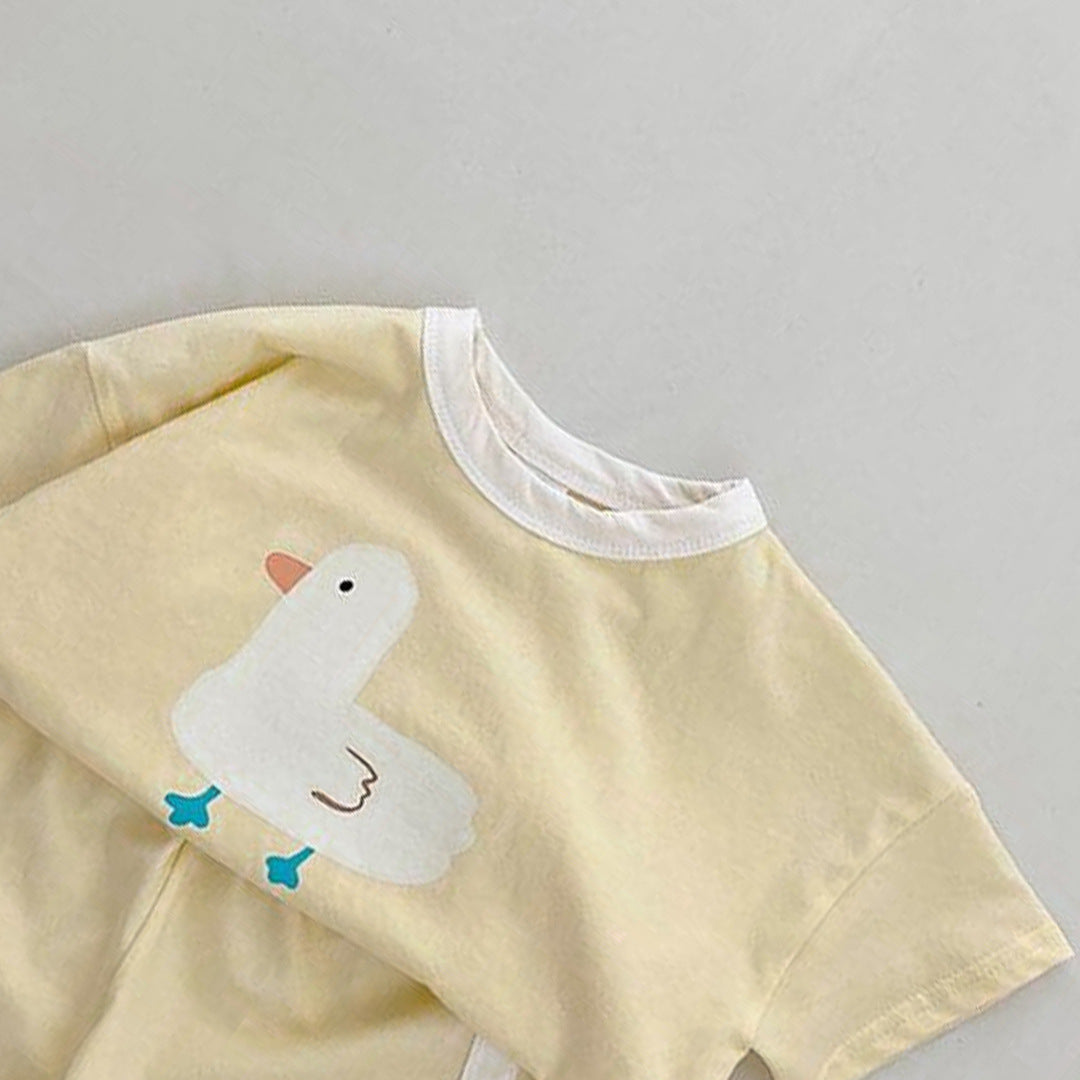 Arrival Summer Baby Kids Short Sleeves Cartoon Pattern T-shirt and Shorts Clothing Set