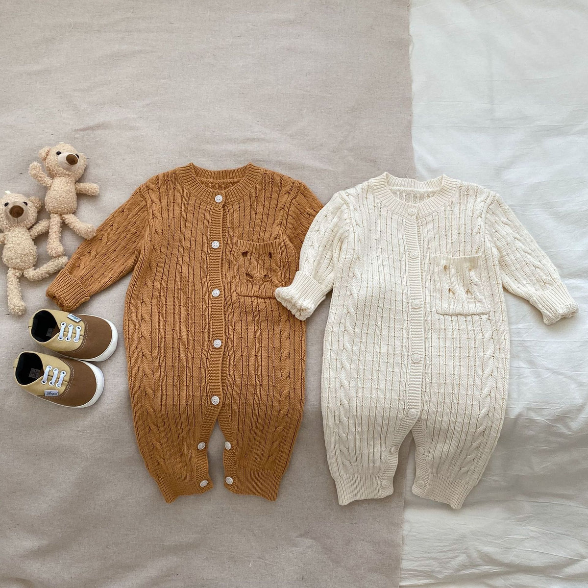 Autumn Infant Baby Unisex Solid Knit Sweaters Long Sleeve Romper Include Little Bear, MyKids-USA®, Baby One-Pieces, MyKids-USA - - - - - - - .
