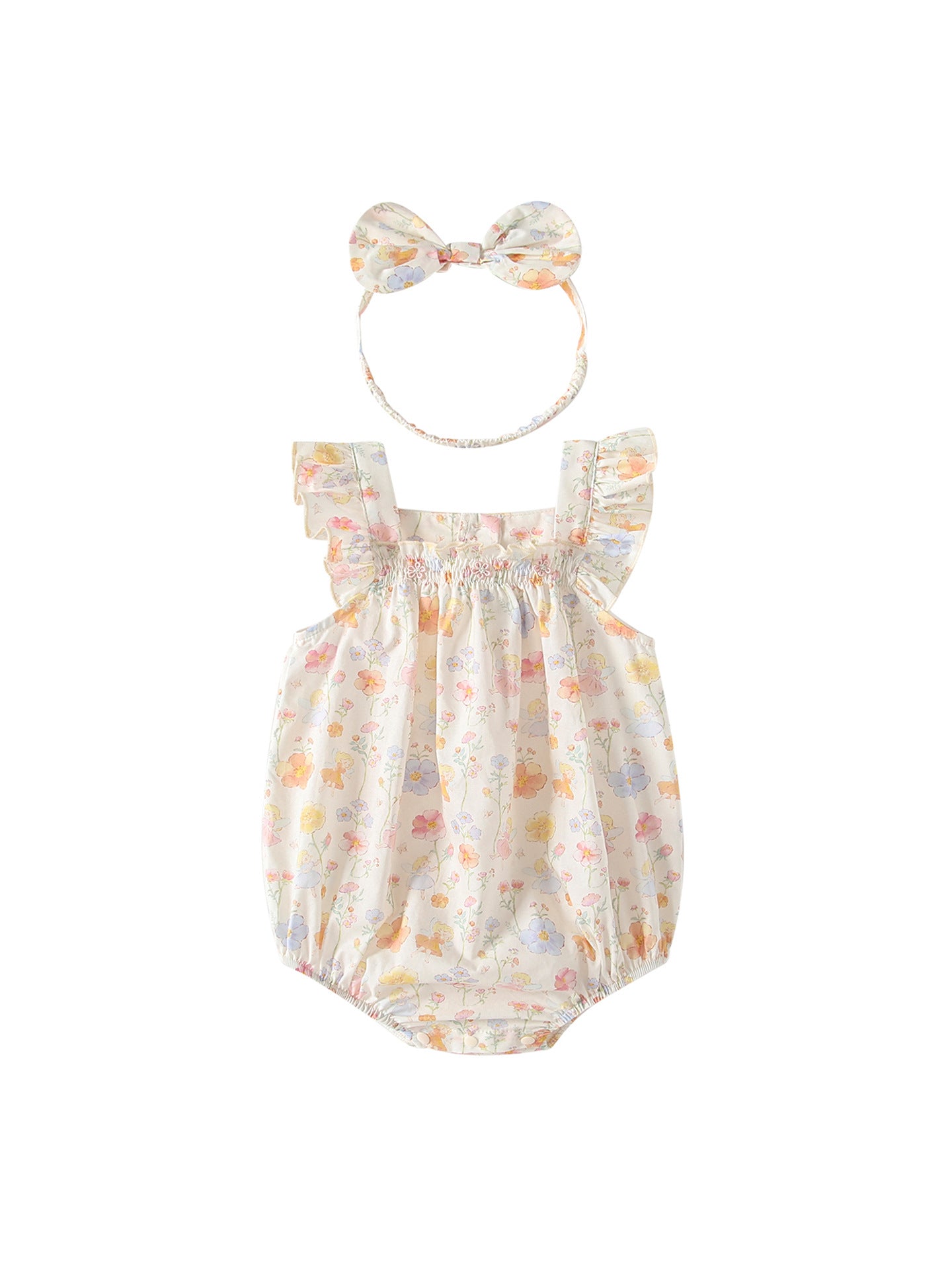 Summer Arrival Baby Girls Sleeveless Floral Pattern Bodysuits