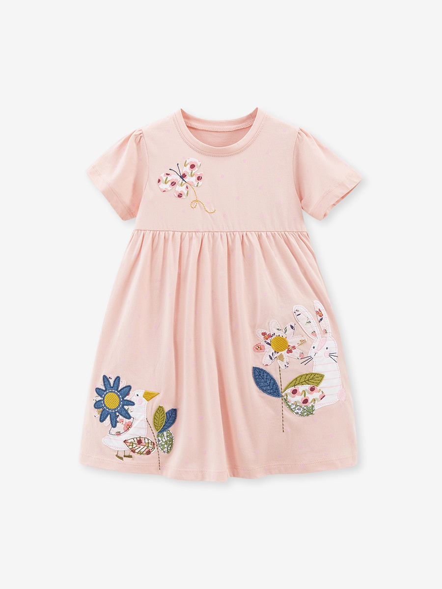 Spring And Summer Baby Girls Short Sleeves Flowers And Animals Collection Dress, MyKids-USA®, Baby & Toddler Dresses, MyKids-USA - - - - - - -