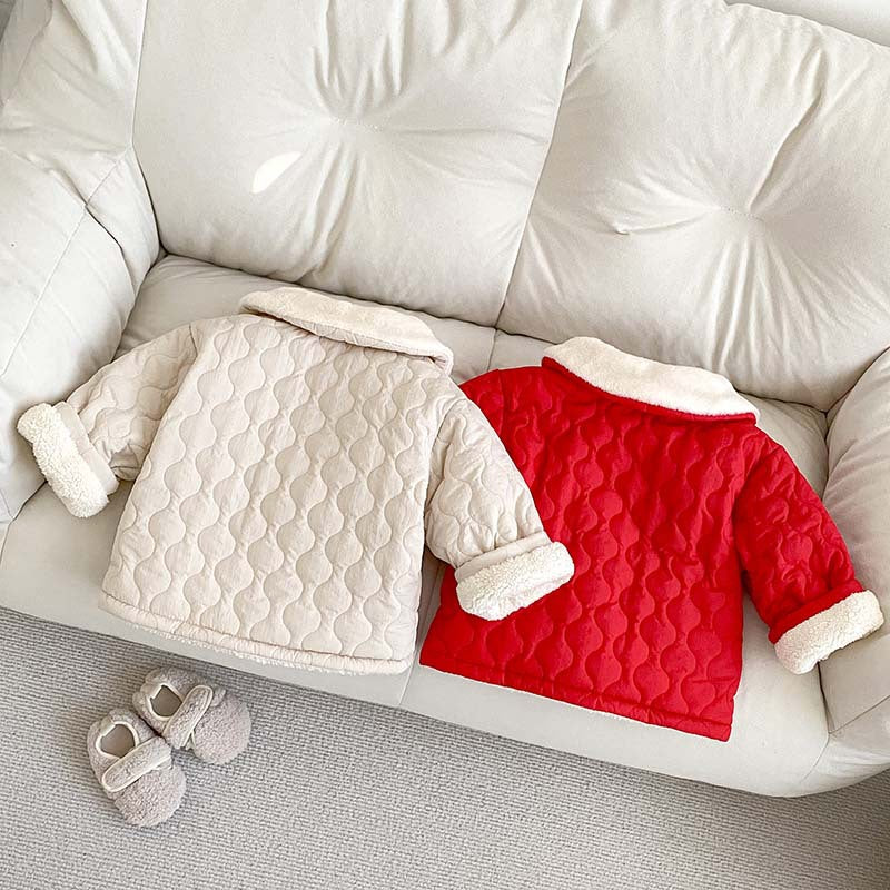 Arrival Baby Kids Girls Color Patchwork Single Breasted Thick Fleece-inside Coat, MyKids-USA®, Baby & Toddler Outerwear, MyKids-USA - - - - - - -