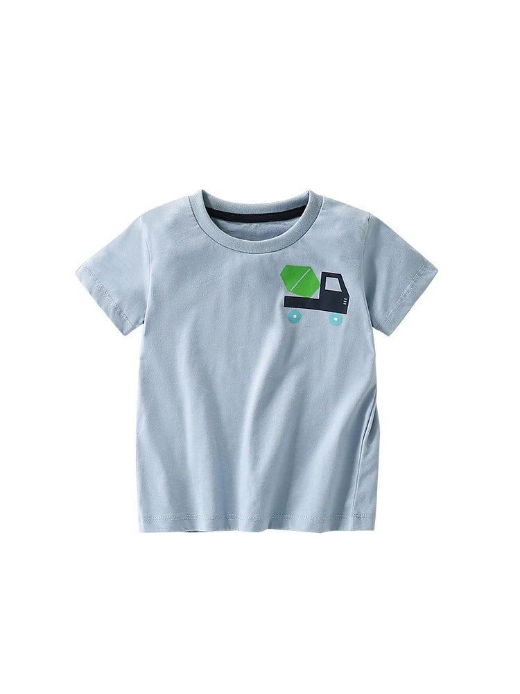 Summer Boys’ Vehicles Cartoon Logo Pattern T-shirt in European and American Style, MyKids-USA®, Baby & Toddler Tops, MyKids-USA - - - - - - -
