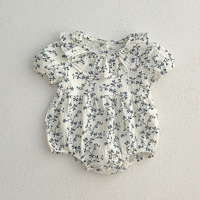 Summer Baby Kids Girls Vine Pattern bodysuit And Girls’ Dress – Princess Sister Matching Set, MyKids-USA®, Baby & Toddler Outfits, MyKids-USA - Size/Age - 66 (3-6M) - Color - Blue - - - TR2401201515-B.