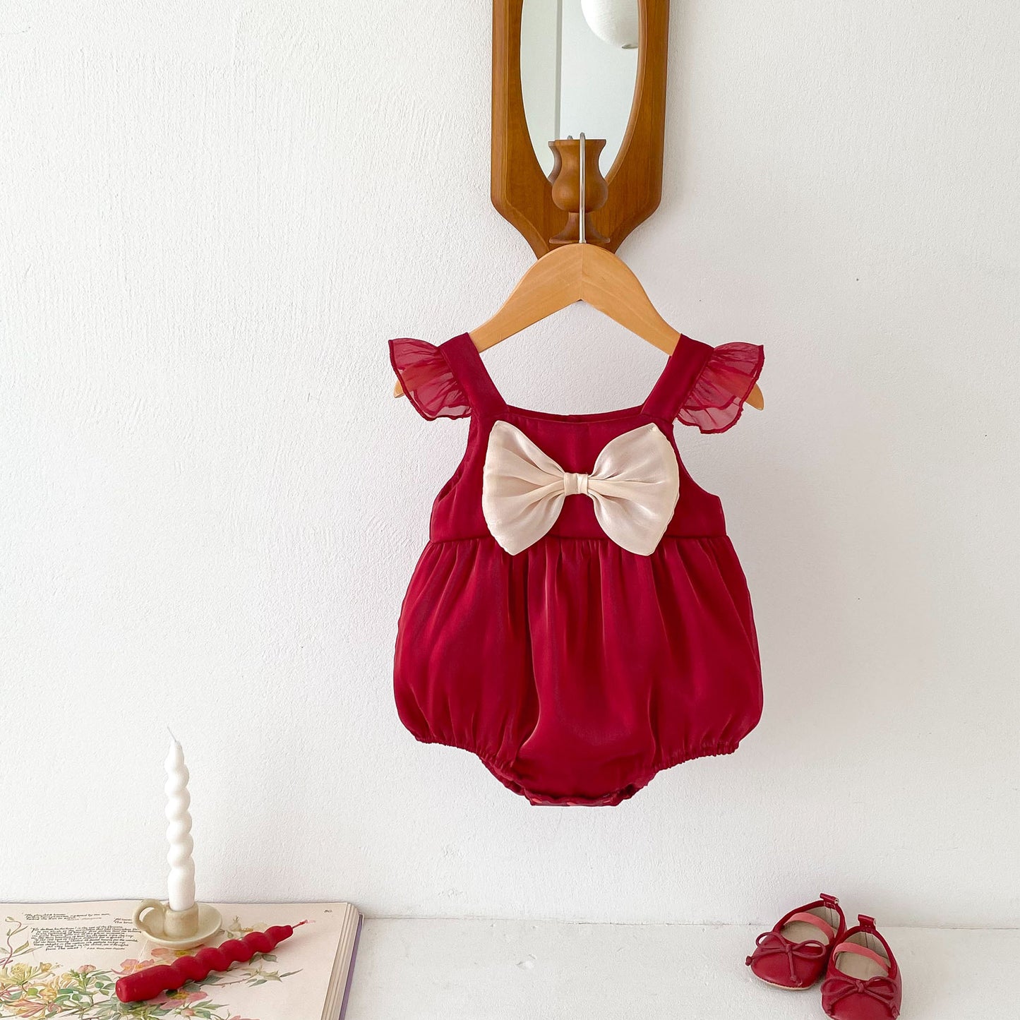 Design Summer Baby Kids Girls Red Sleeveless Big Bow Strap Onesies, MyKids-USA®, Baby One-Pieces, MyKids-USA - - - - - - -