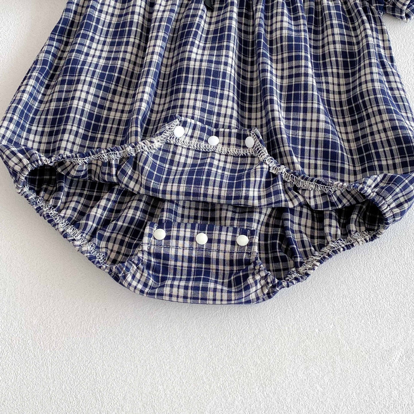 Summer Arrival Baby Girls Plaid Short Sleeves Peter Pan Collar Onesies, MyKids-USA®, Baby One-Pieces, MyKids-USA - - - - - - -