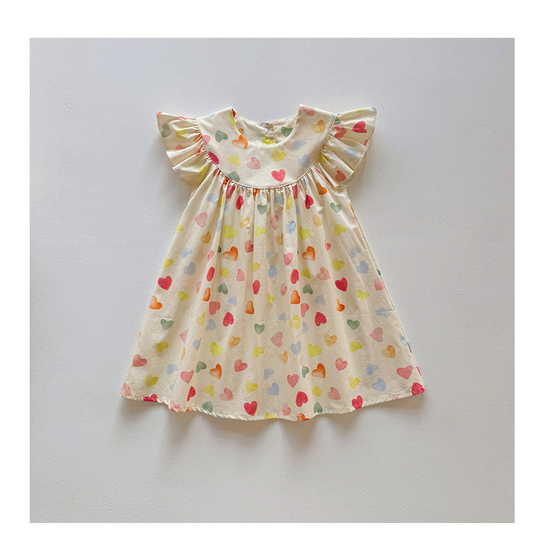 Summer Baby Kids Girls Fly Sleeves Colorful Heart Pattern Dress, MyKids-USA®, Baby & Toddler Dresses, MyKids-USA - - - - - - -