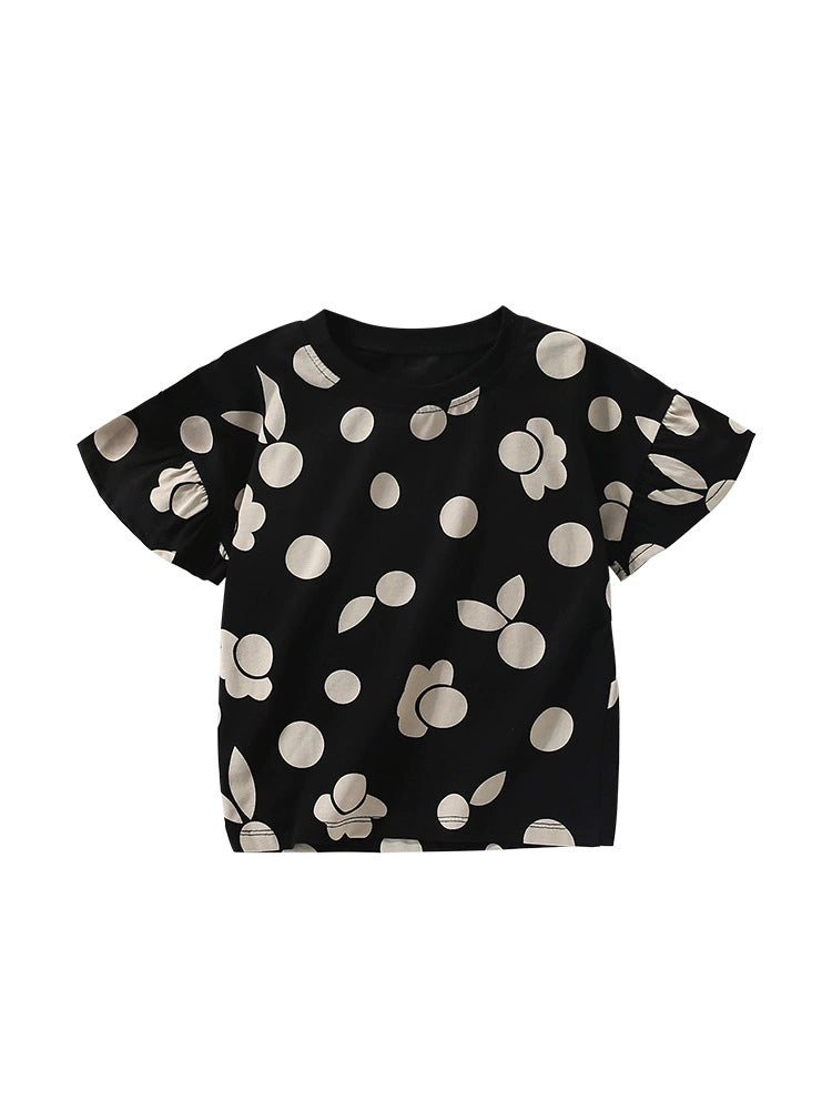 Summer Arrival Girls’ Flowers and Fruits Geometric Pattern Short Sleeves T-shirt in European and American Style, MyKids-USA®, T-Shirts, MyKids-USA - - - - - - -
