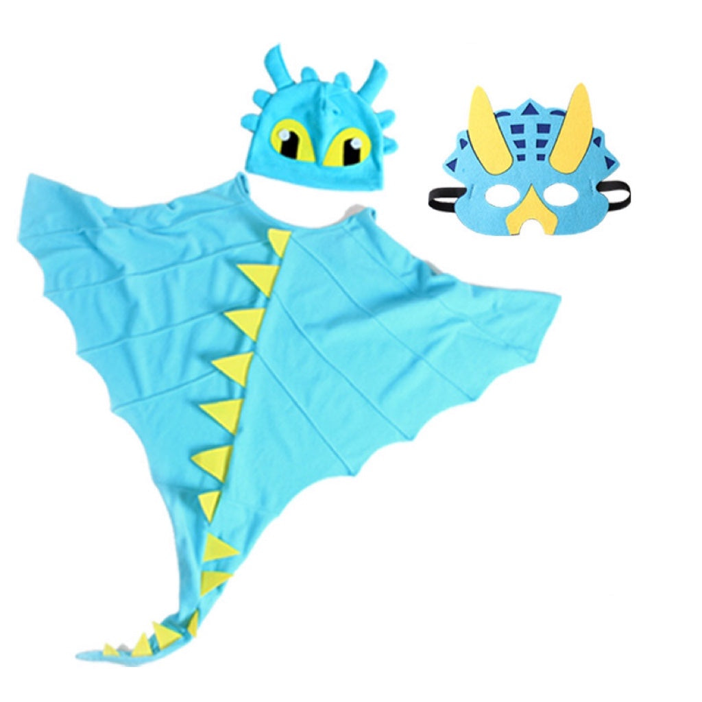 Halloween Dinosaur Cloak Hats Mask Costume Sets, MyKids-USA®, Baby & Toddler Outfits, MyKids-USA - Size/Age - Average Size (3-8Y) - Color - Blue - - - JM2206092243-B.