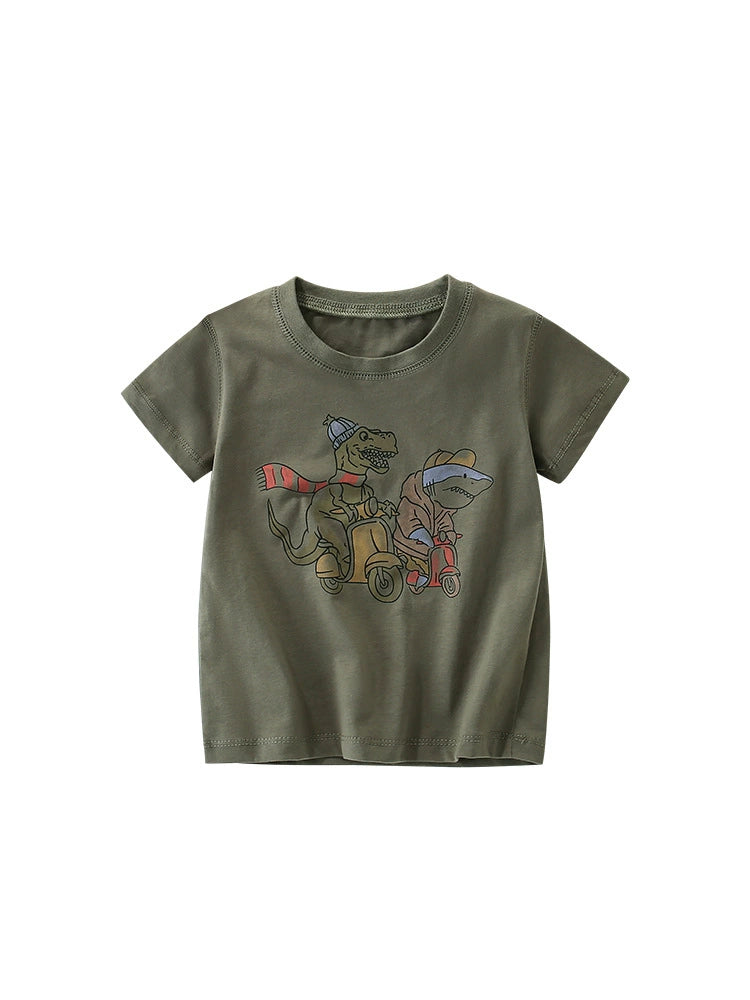 Summer Arrival Boys’ Dinosaurs Cartoon Pattern T-shirt in European and American Style, MyKids-USA®, Baby & Toddler Tops, MyKids-USA - - - - - - -