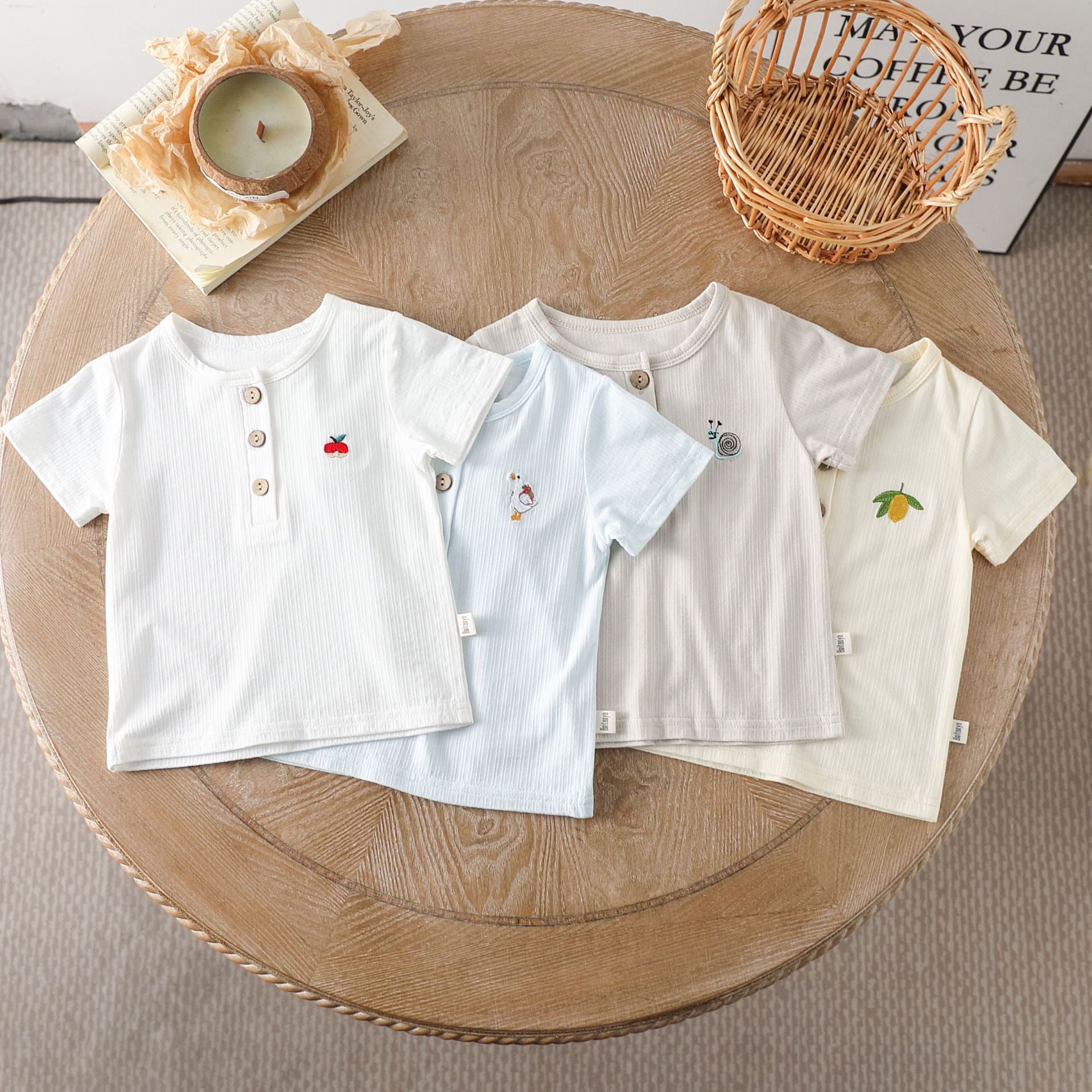 Kids' Simple Pattern Logo Short Sleeves T-shirt in European and