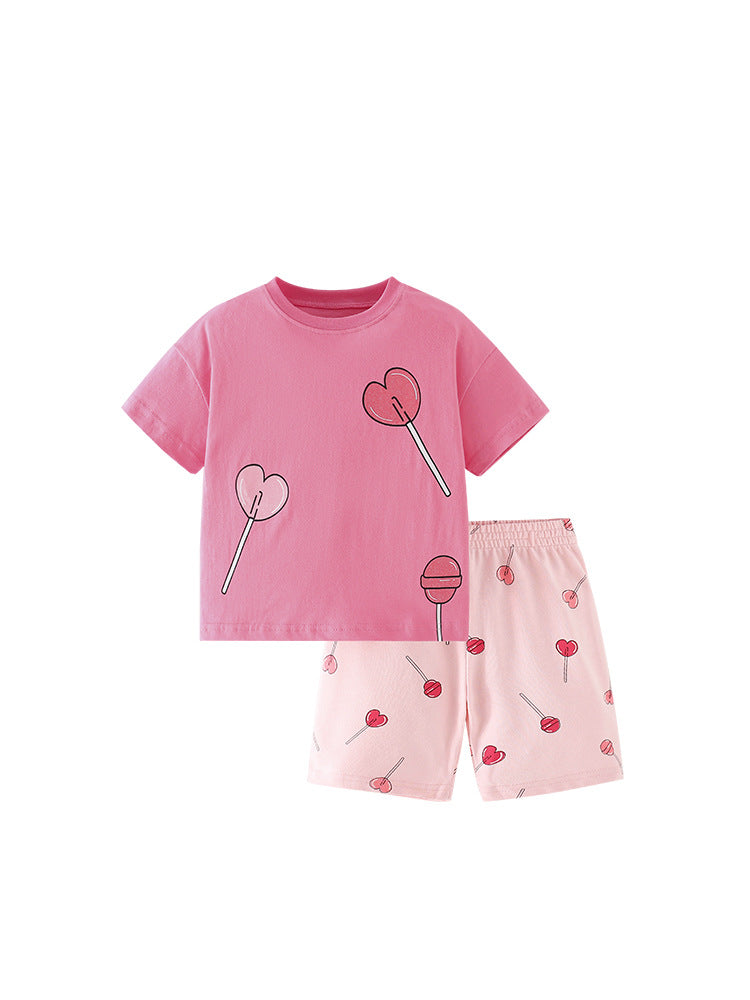 Summer Baby Kids Cartoon Lollipops Pattern T-shirt and Shorts Clothing Set for Girls, MyKids-USA®, Baby & Toddler Outfits, MyKids-USA - - - - - - -