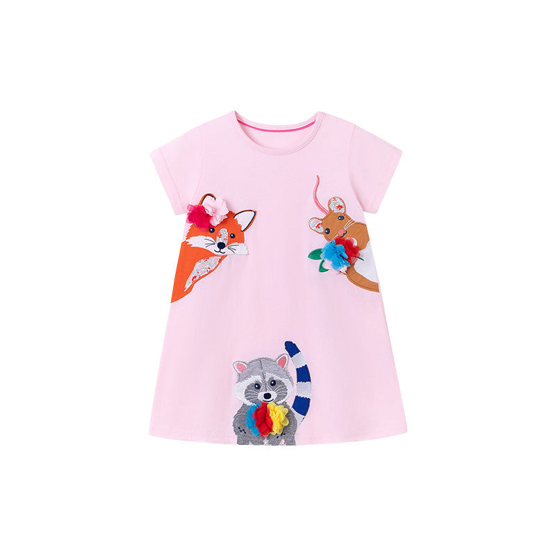 Summer Arrival Animals Cartoon Pattern Short Sleeves Dress for Stylish Girls, MyKids-USA®, Baby & Toddler Dresses, MyKids-USA - - - - - - -