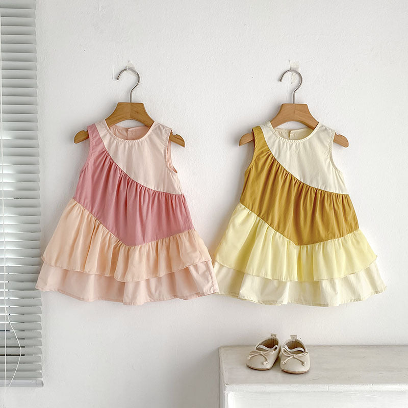 Summer Arrival Color Patchwork Crew Neck Sleeveless Dress for Stylish Girls, MyKids-USA®, Baby & Toddler Dresses, MyKids-USA - - - - - - -