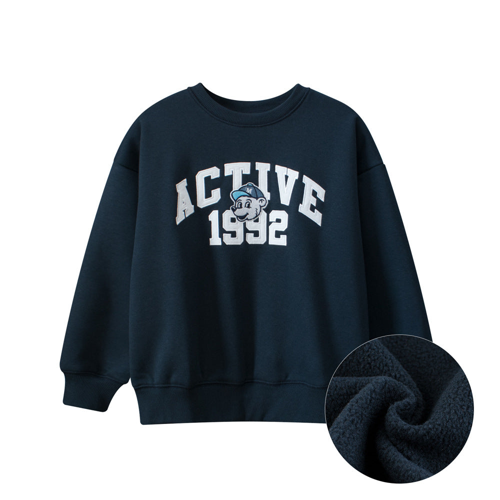 Arrival Baby Kids Puppy Embroidered Pattern Crew Neck Long Sleeves Warm Cozy Pullover, MyKids-USA®, Baby & Toddler Outerwear, MyKids-USA - Size/Age - 120 (5-7Y) - Color - Navy Blue (Dark Blue) - - - TR2412251440-B