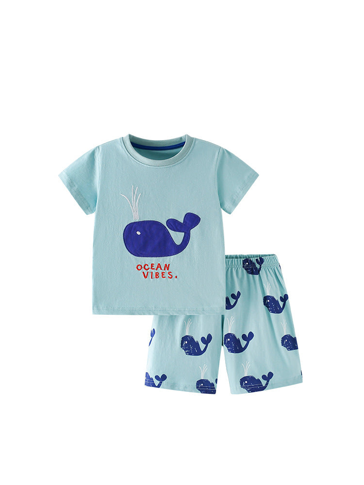 Summer Baby Kids Whales Cartoon Pattern T-shirt and Shorts Clothing Set for Boys, MyKids-USA®, Baby & Toddler Outfits, MyKids-USA - - - - - - -