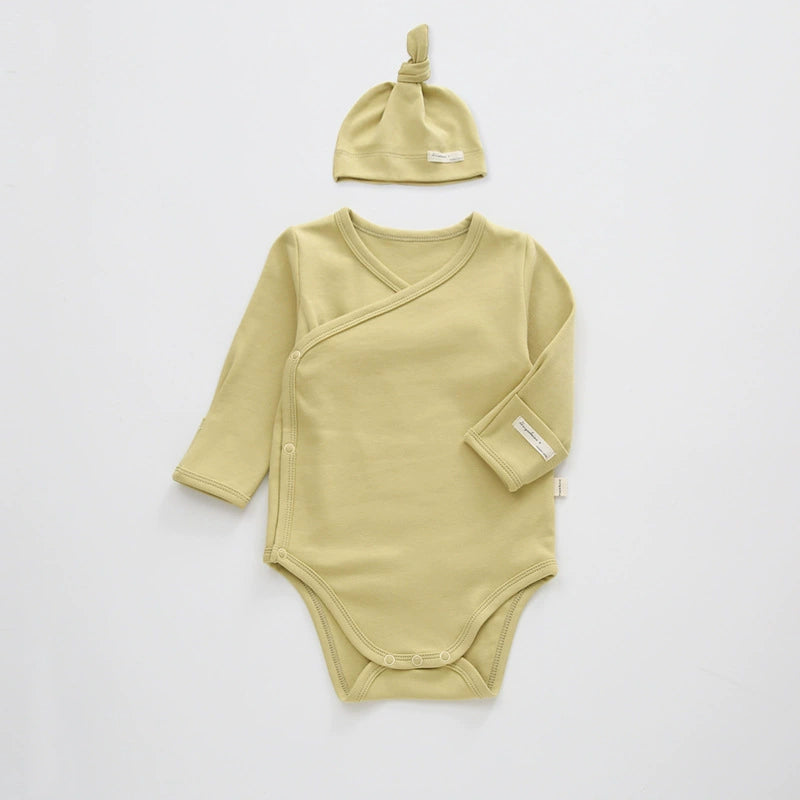 Autumn Arrival Baby Unisex Long Sleeves Cute Solid Color V Neck Onesies, MyKids-USA®, Baby One-Pieces, MyKids-USA - Size/Age - 66 (3-6M) - Color - Yellow - - - TR2508162331-F
