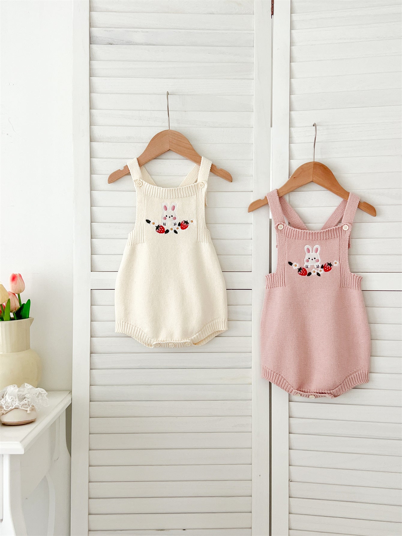 Autumn Arrival Baby Girls Cute Rabbits Pattern Sleeveless Onesies with Straps, MyKids-USA®, Baby One-Pieces, MyKids-USA - - - - - - -