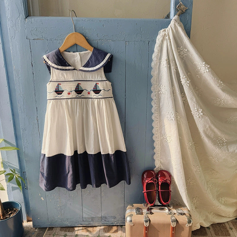 Summer Arrival Baby Girls Sleeveless Navy Dress, MyKids-USA®, Baby & Children's Dresses, MyKids-USA - - - - - - - .