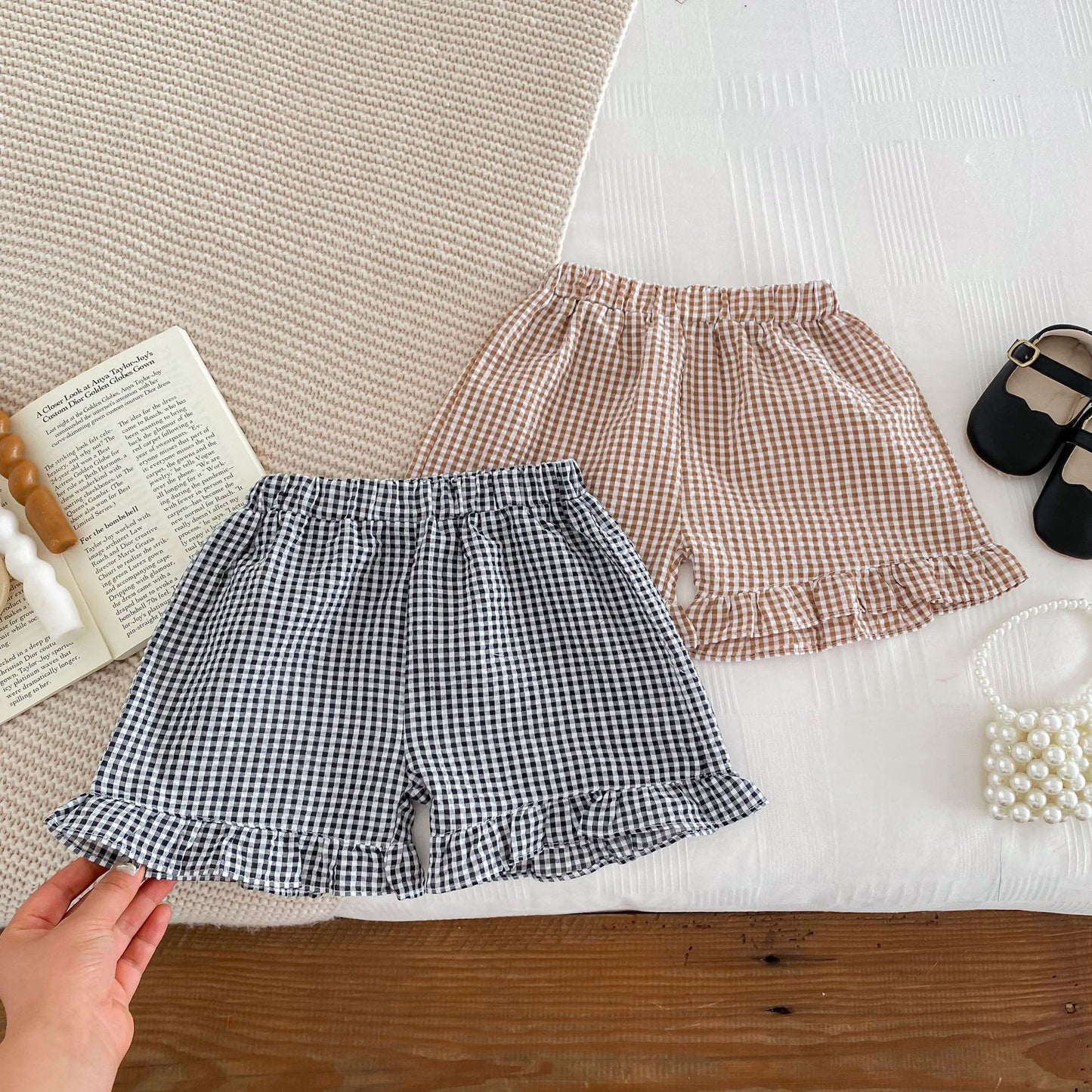 Summer Baby Kids Girls Plaid Shirt And Shorts Clothing Set, MyKids-USA®, Baby & Toddler Outfits, MyKids-USA - - - - - - -