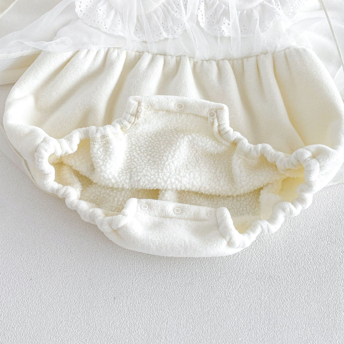 MyKids-USA® Winter Arrival Baby Girls Long Sleeves Lace Trim Collar Fleece-Lined Bodysuit Dress