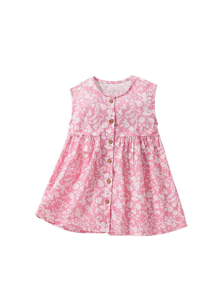 Summer Arrival Floral Sleeveless Single Breasted Dress for Stylish Girls, MyKids-USA®, Baby & Toddler Dresses, MyKids-USA - - - - - - -