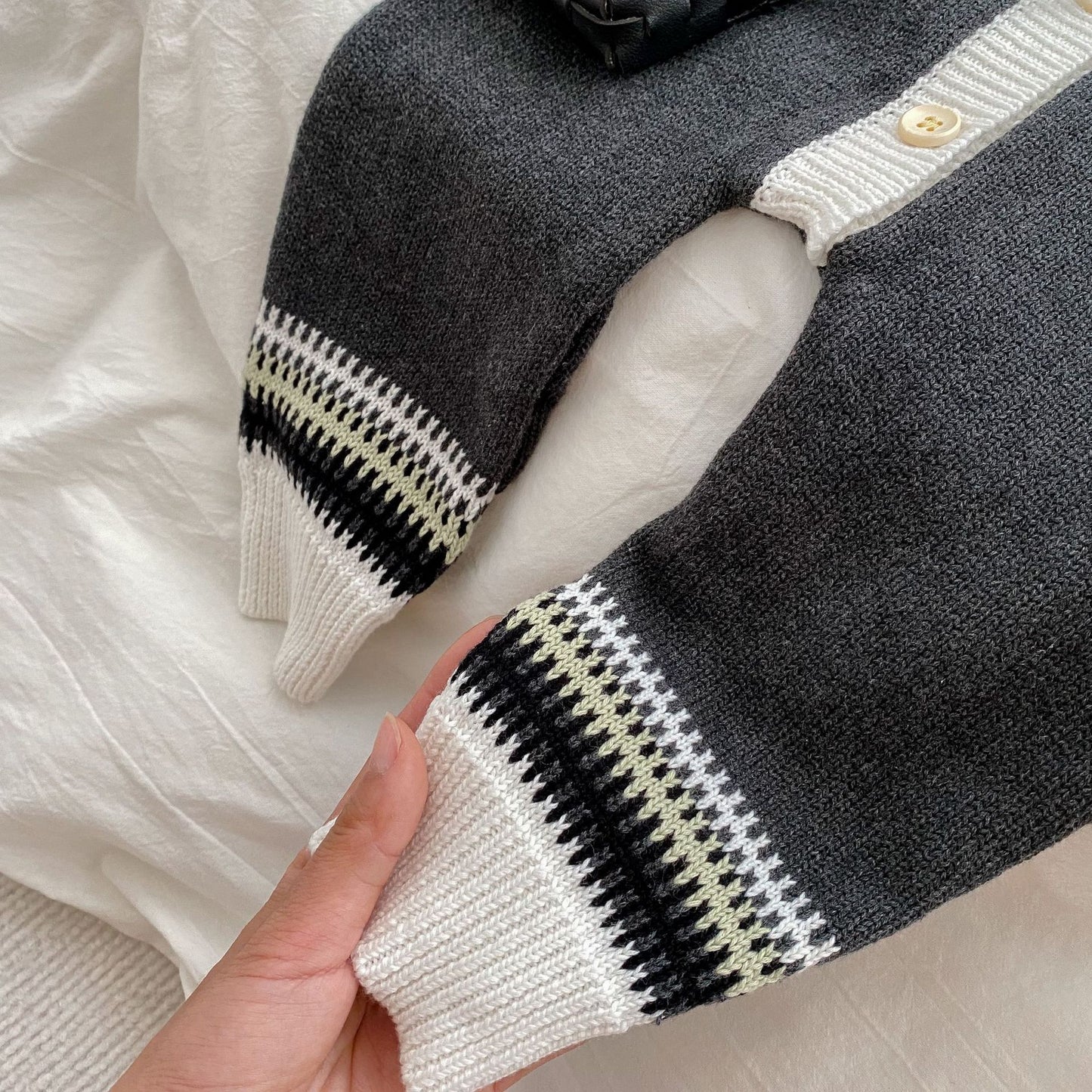 Geometric Pattern Unisex Baby Knitted Romper (No Hat), MyKids-USA®, Baby One-Pieces, MyKids-USA - - - - - - -