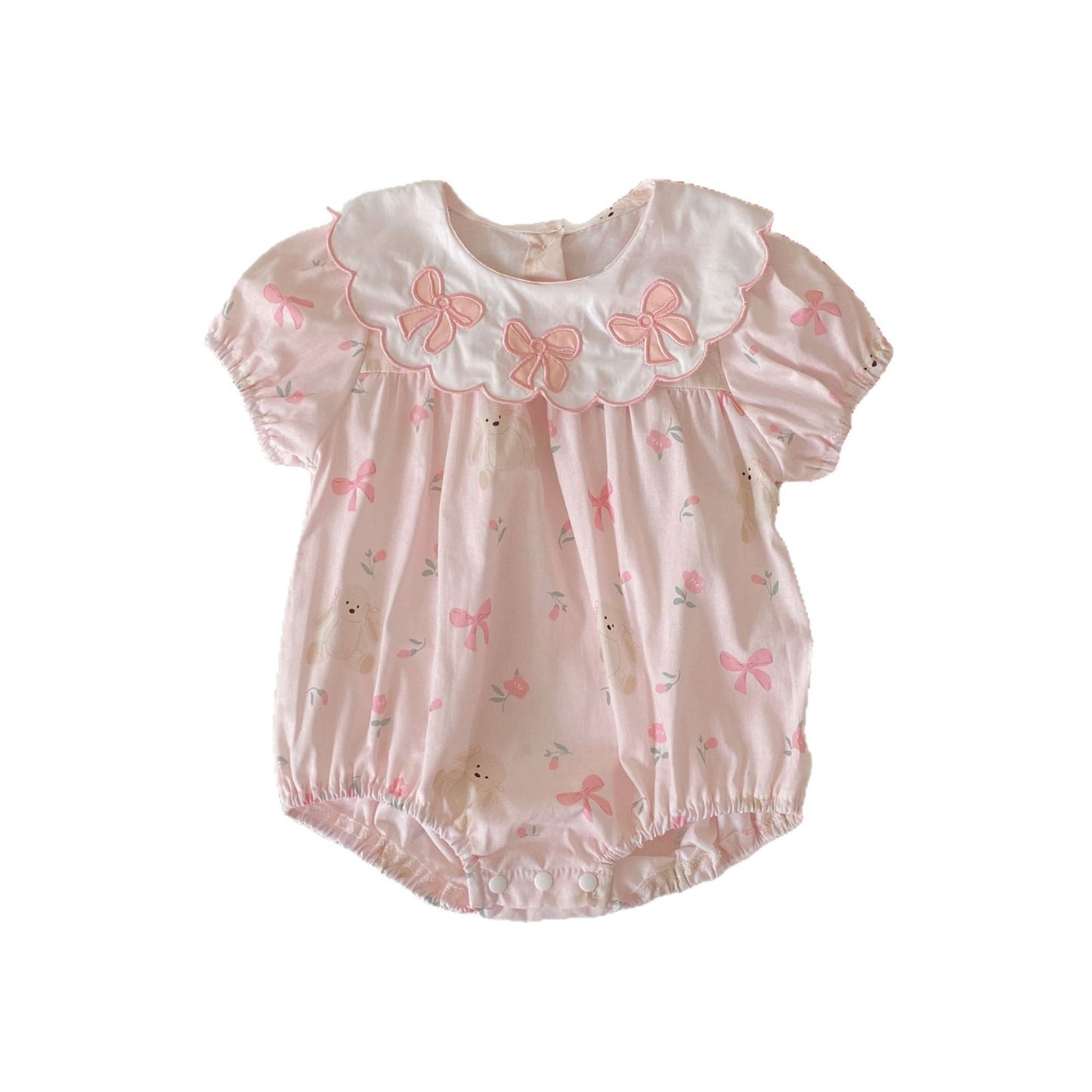 Summer Arrival Baby Girls Short Sleeves Butterfly-bows Pattern Color Patchwork Bodysuit, MyKids-USA®, Baby One-Pieces, MyKids-USA - - - - - - - .